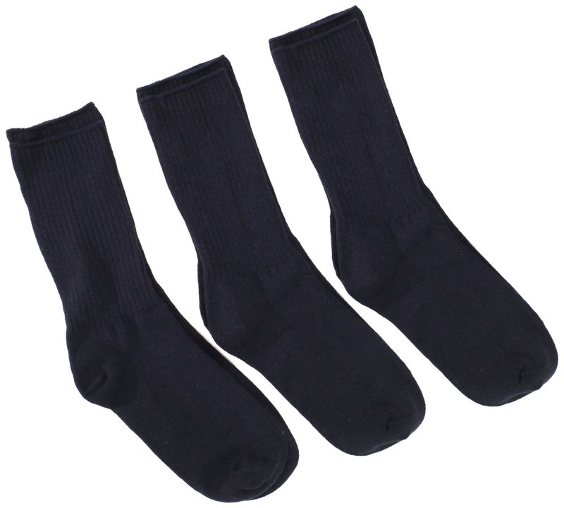 Jefferies Socks Big Boys' 3 Pair Pack Seamless Casual Crew Socks, Navy, Medium (31100) - Image 1